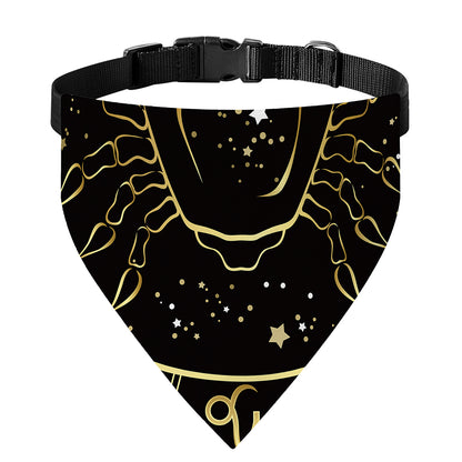 Gold And Black Cancer Sign Print Over The Collar Dog Bandana