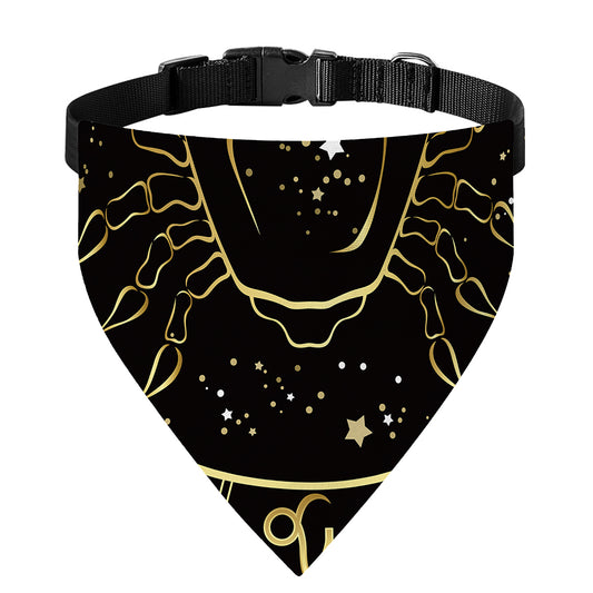 Gold And Black Cancer Sign Print Over The Collar Dog Bandana