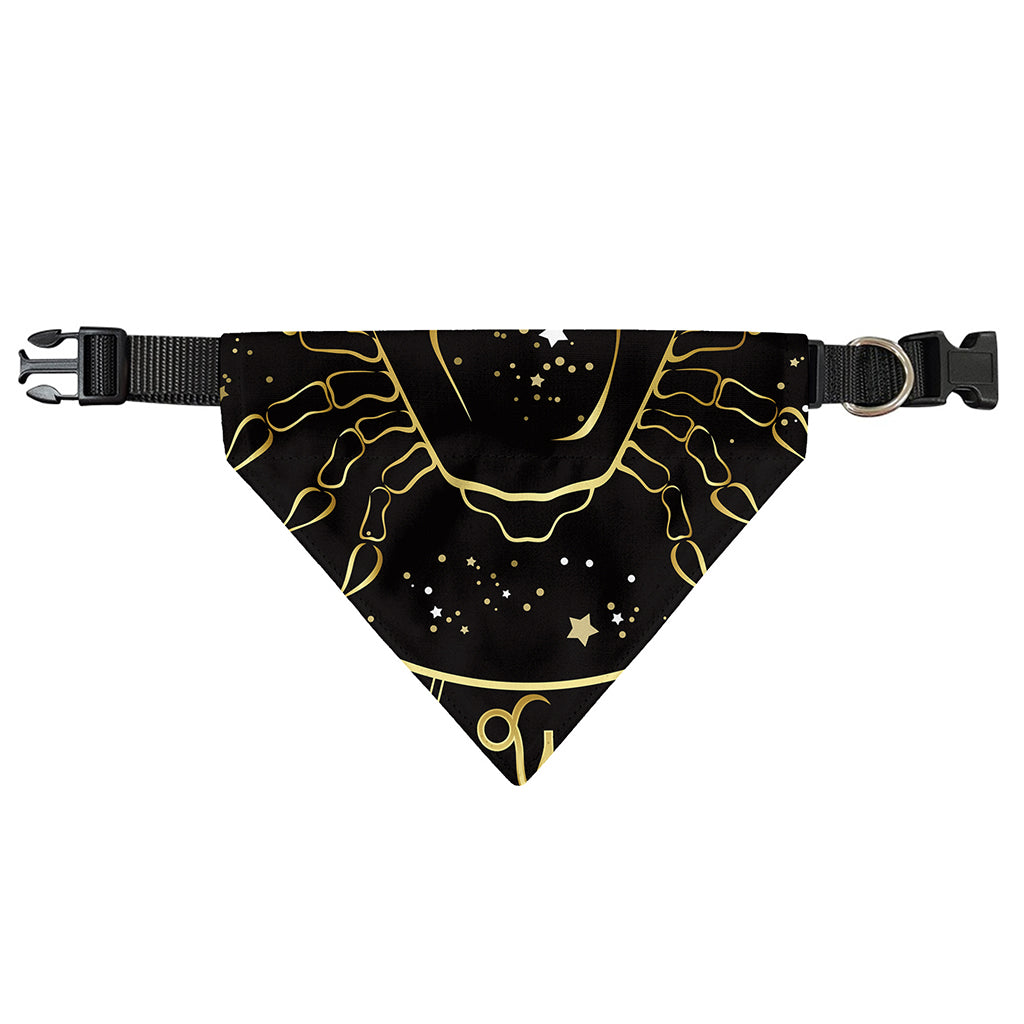 Gold And Black Cancer Sign Print Over The Collar Dog Bandana