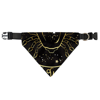 Gold And Black Cancer Sign Print Over The Collar Dog Bandana
