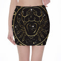 Gold And Black Cancer Sign Print Pencil Mini Skirt