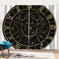 Gold And Black Cancer Sign Print Pencil Pleat Curtains