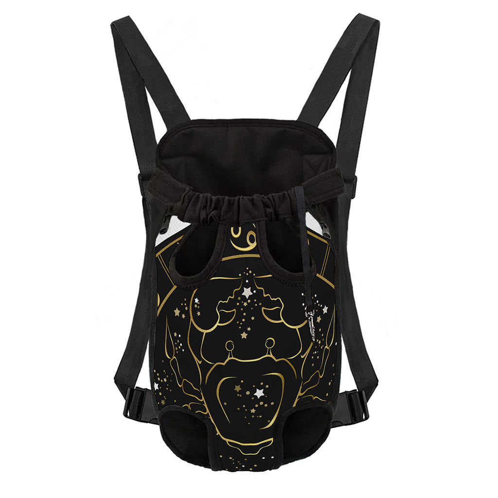 Gold And Black Cancer Sign Print Pet Carrier Backpack