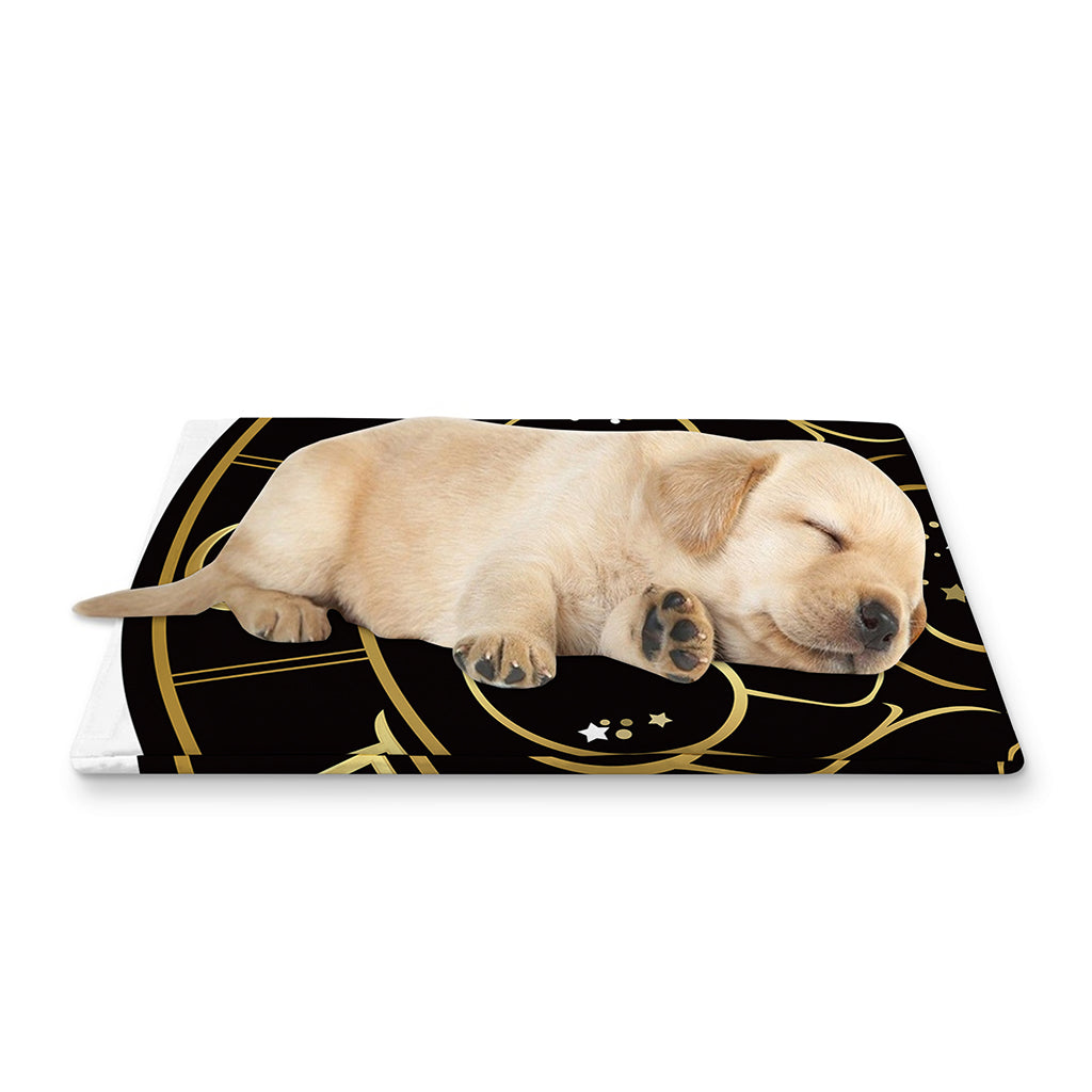 Gold And Black Cancer Sign Print Pet Cooling Mat Cover