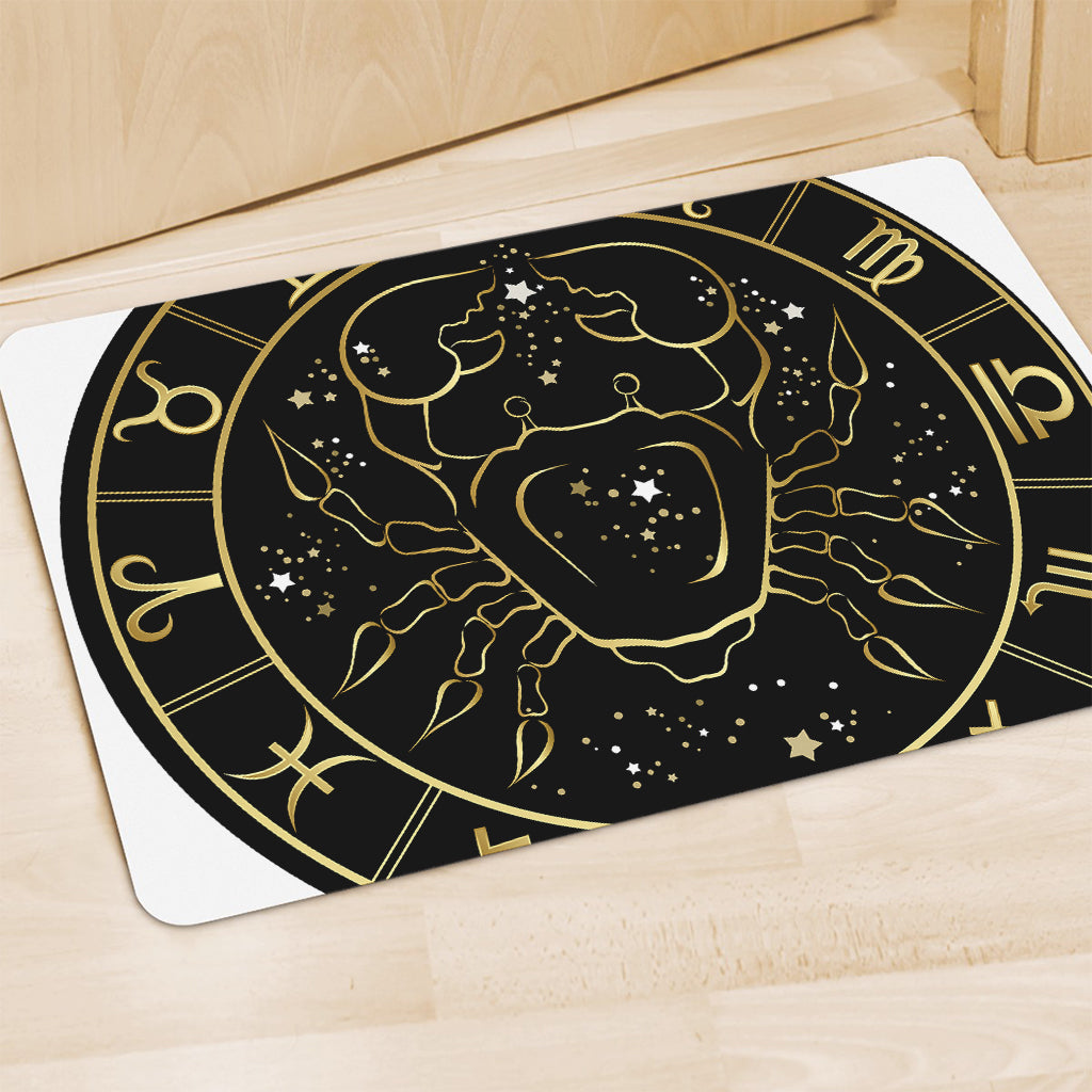 Gold And Black Cancer Sign Print Polyester Doormat