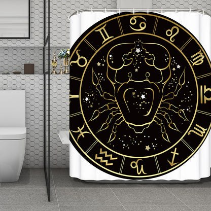 Gold And Black Cancer Sign Print Polyester Shower Curtain