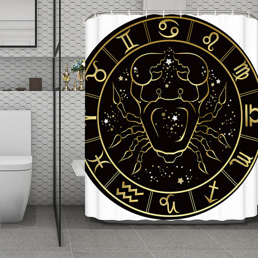 Gold And Black Cancer Sign Print Polyester Shower Curtain