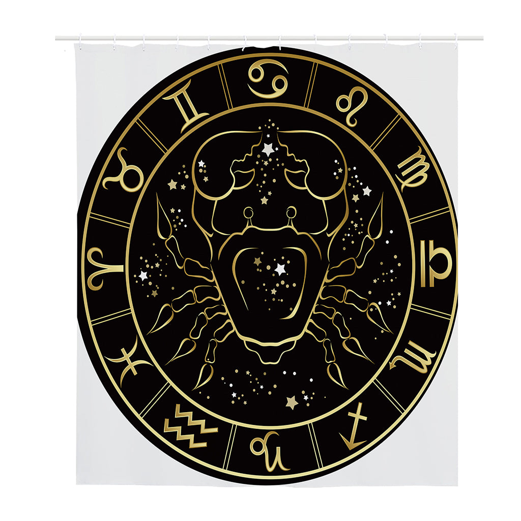 Gold And Black Cancer Sign Print Polyester Shower Curtain