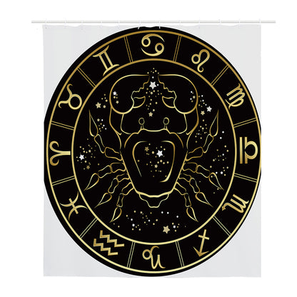 Gold And Black Cancer Sign Print Polyester Shower Curtain