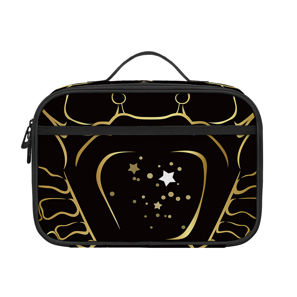 Gold And Black Cancer Sign Print Portable Lunch Bag