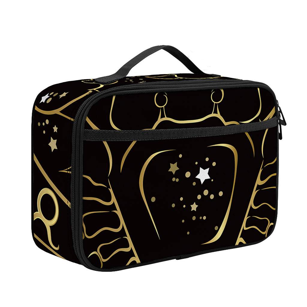 Gold And Black Cancer Sign Print Portable Lunch Bag