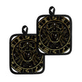 Gold And Black Cancer Sign Print Pot Holders