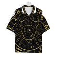 Gold And Black Cancer Sign Print Rayon Hawaiian Shirt