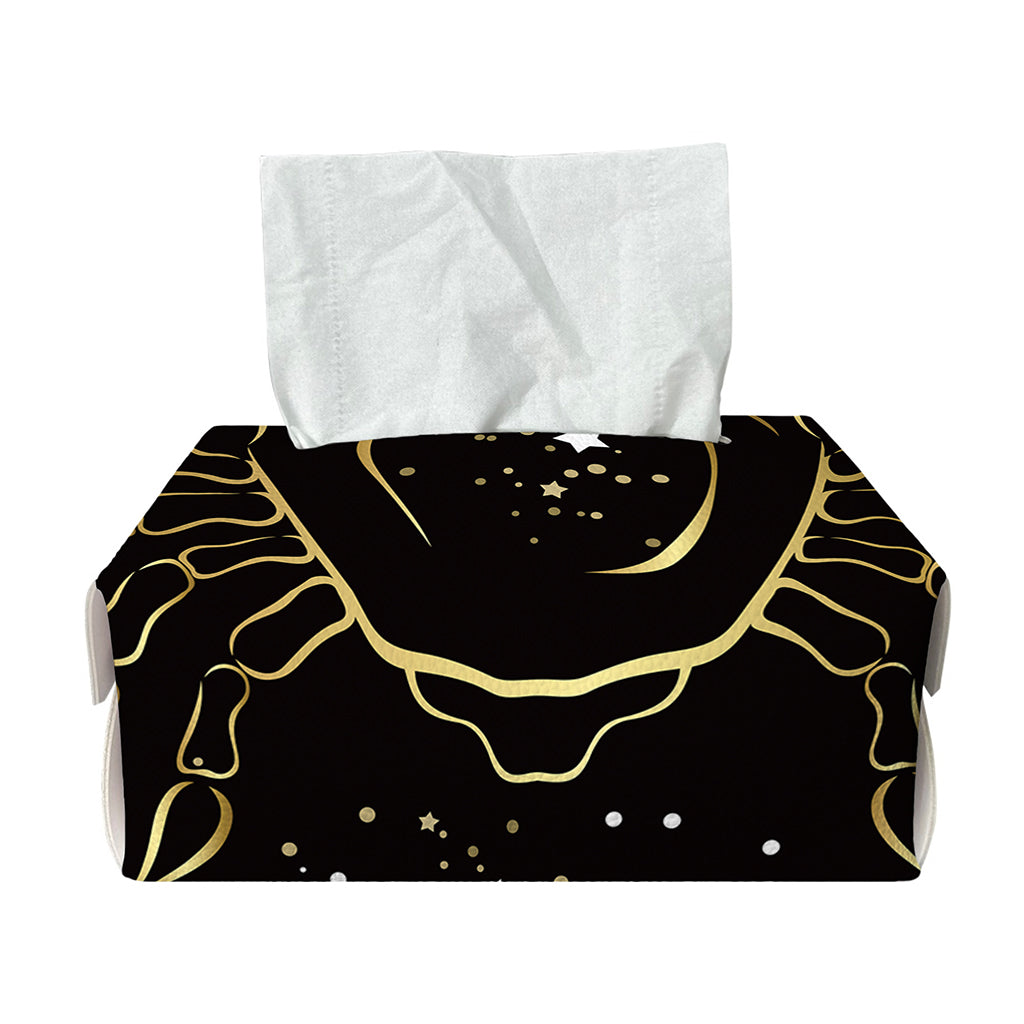 Gold And Black Cancer Sign Print Rectangle Tissue Box Cover