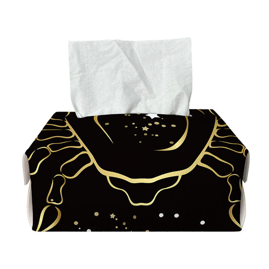 Gold And Black Cancer Sign Print Rectangle Tissue Box Cover