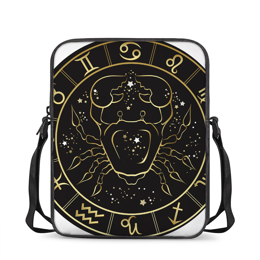Gold And Black Cancer Sign Print Rectangular Crossbody Bag