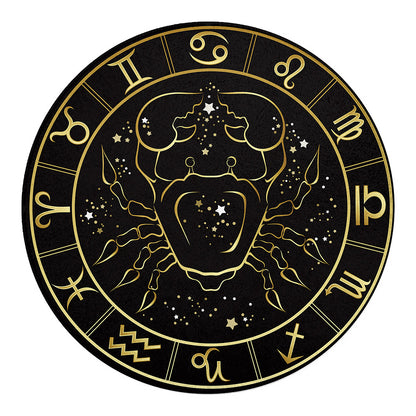Gold And Black Cancer Sign Print Round Blanket