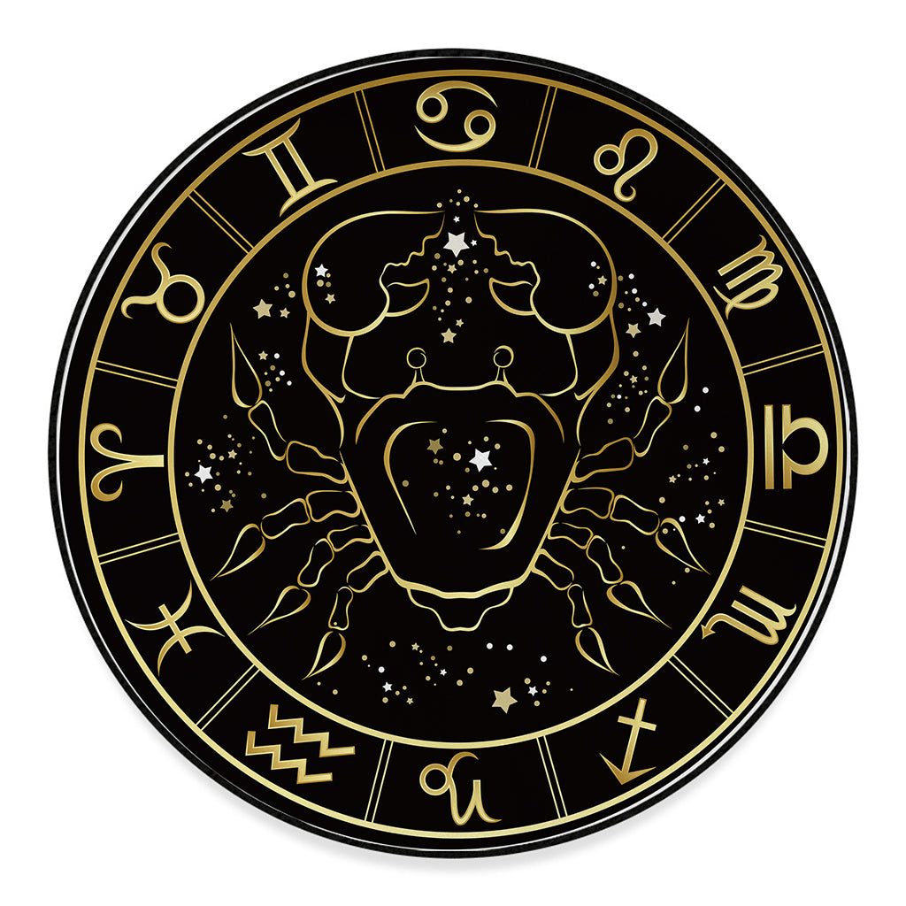 Gold And Black Cancer Sign Print Round Floor Mat