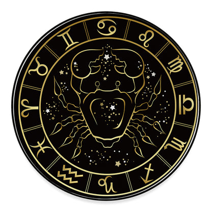 Gold And Black Cancer Sign Print Round Floor Mat