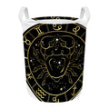 Gold And Black Cancer Sign Print Round Laundry Basket