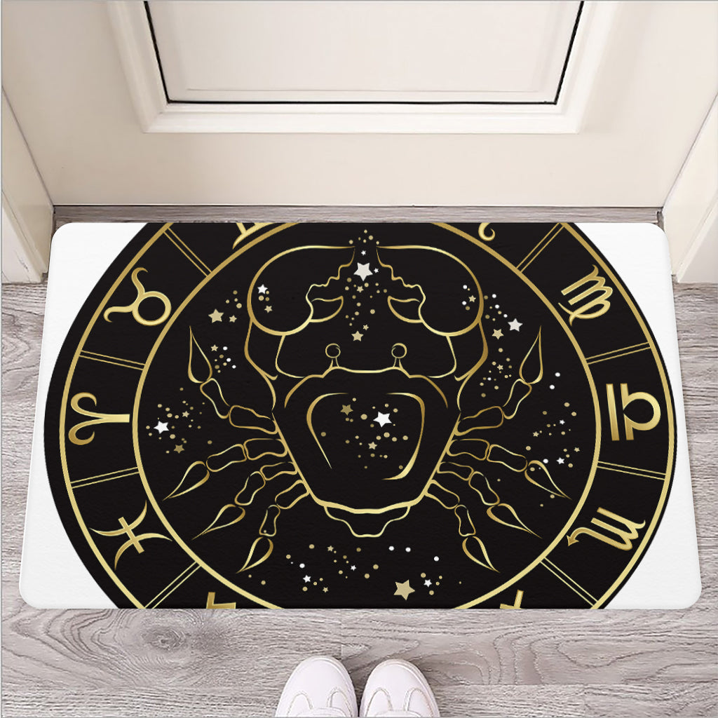 Gold And Black Cancer Sign Print Rubber Doormat