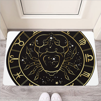 Gold And Black Cancer Sign Print Rubber Doormat