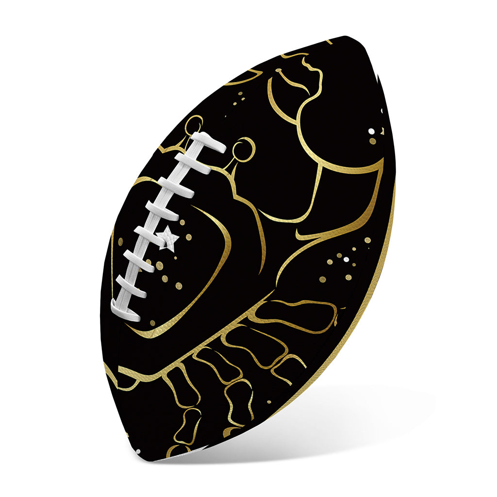 Gold And Black Cancer Sign Print Rugby Ball