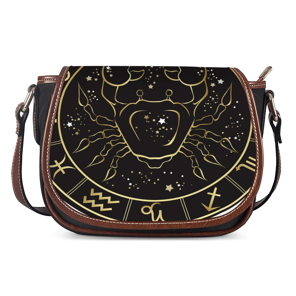 Gold And Black Cancer Sign Print Saddle Bag