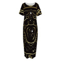 Gold And Black Cancer Sign Print Short Sleeve Long Nightdress