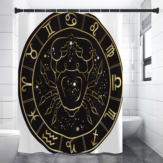 Gold And Black Cancer Sign Print Shower Curtain