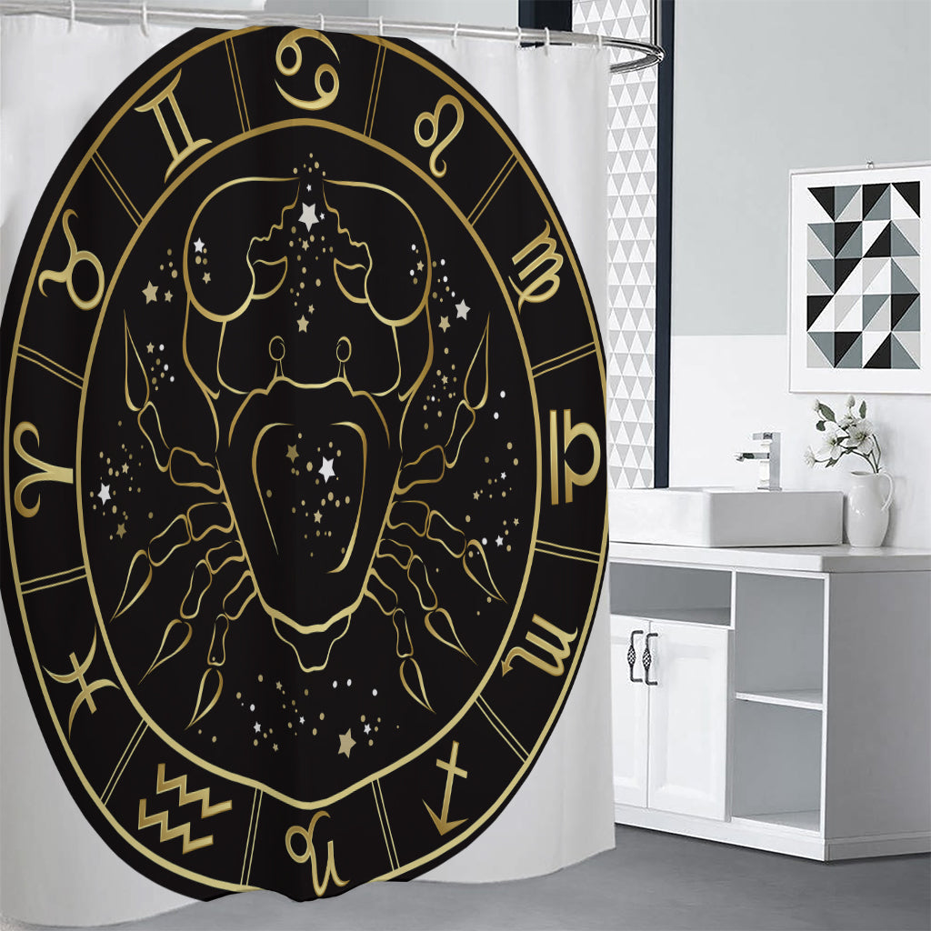 Gold And Black Cancer Sign Print Shower Curtain