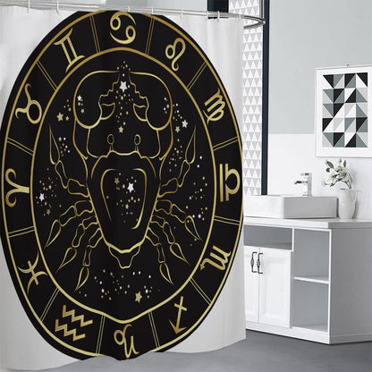 Gold And Black Cancer Sign Print Shower Curtain