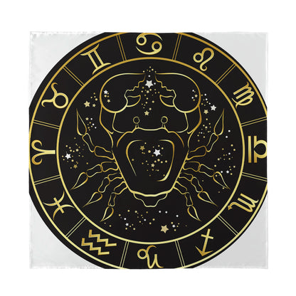 Gold And Black Cancer Sign Print Silk Bandana