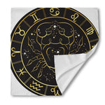 Gold And Black Cancer Sign Print Silk Bandana