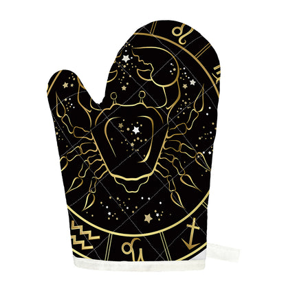 Gold And Black Cancer Sign Print Single Oven Mitt