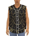 Gold And Black Cancer Sign Print Sleeveless Baseball Jersey