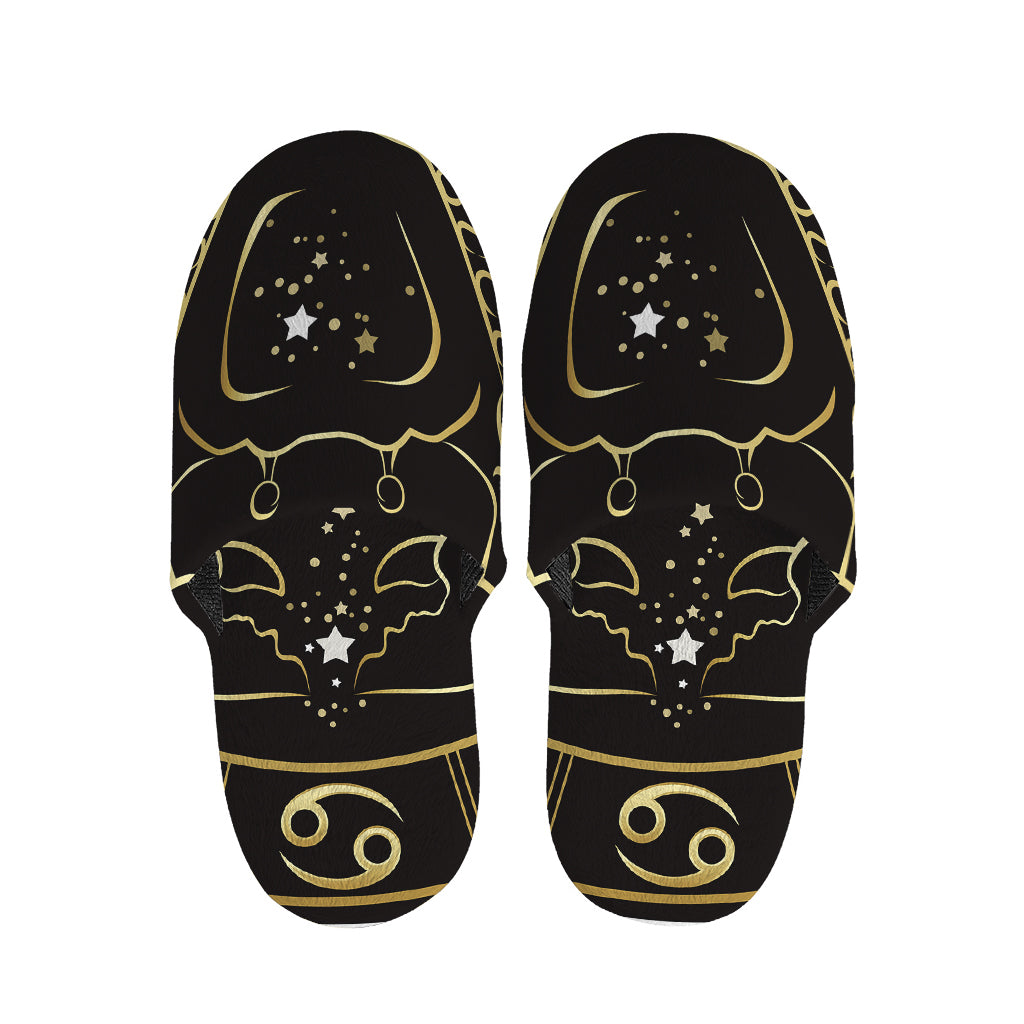 Gold And Black Cancer Sign Print Slippers
