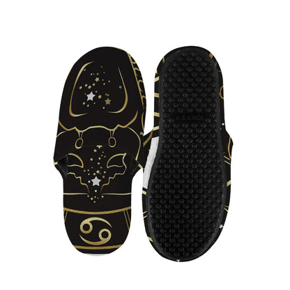 Gold And Black Cancer Sign Print Slippers