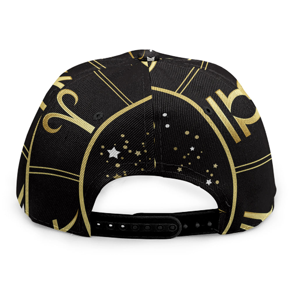 Gold And Black Cancer Sign Print Snapback Cap