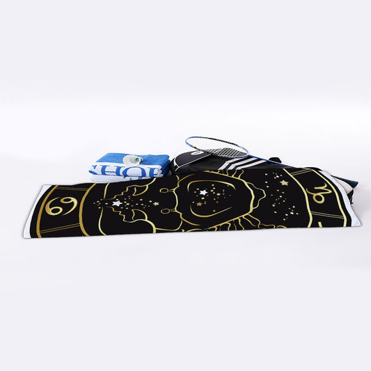Gold And Black Cancer Sign Print Sports Towel