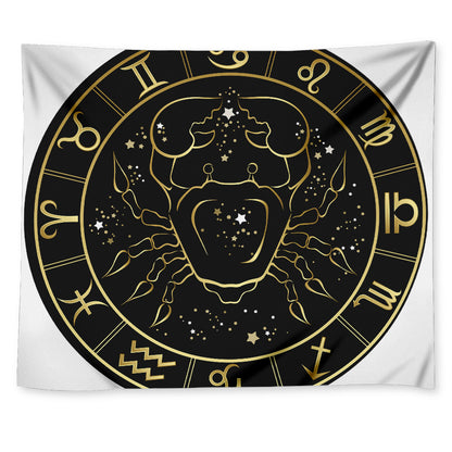 Gold And Black Cancer Sign Print Tapestry