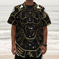 Gold And Black Cancer Sign Print Textured Short Sleeve Shirt