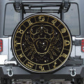 Gold And Black Cancer Sign Print Tire Cover