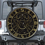 Gold And Black Cancer Sign Print Tire Cover