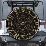 Gold And Black Cancer Sign Print Tire Cover With Camera Hole