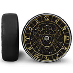 Gold And Black Cancer Sign Print Tire Cover With Camera Hole