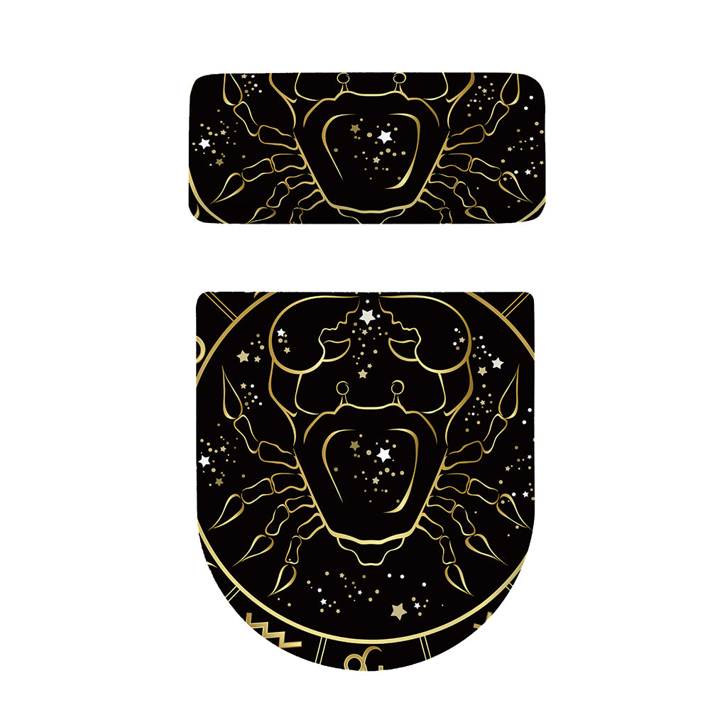 Gold And Black Cancer Sign Print Toilet Lid And Tank Cover Set
