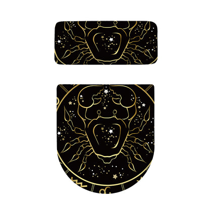 Gold And Black Cancer Sign Print Toilet Lid And Tank Cover Set