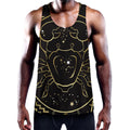 Gold And Black Cancer Sign Print Men's Workout Tank Top