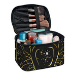 Gold And Black Cancer Sign Print Travel Makeup Bag